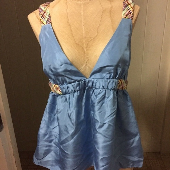 SEE by CHLOE sz 40 US 4 BLUE Rainbow Bow Tank Top - Picture 1 of 8